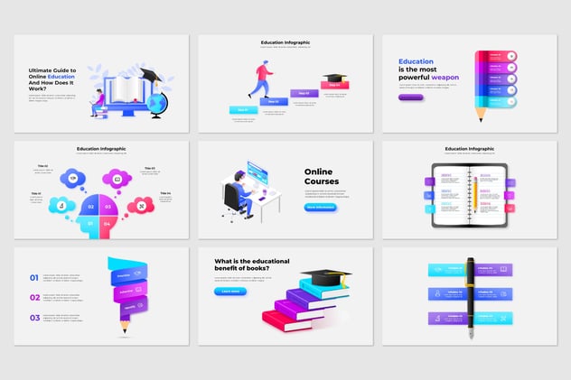 动画彩色教育信息图形keynote模板 - 顶尖PPT