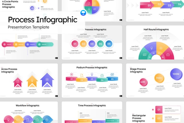 彩色步骤流程信息图形设计keynote模板 - 顶尖PPT