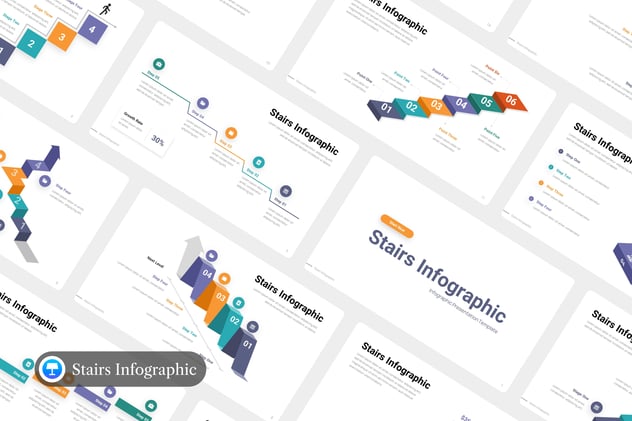 台阶流程图信息图形Keynote模板 - 顶尖PPT