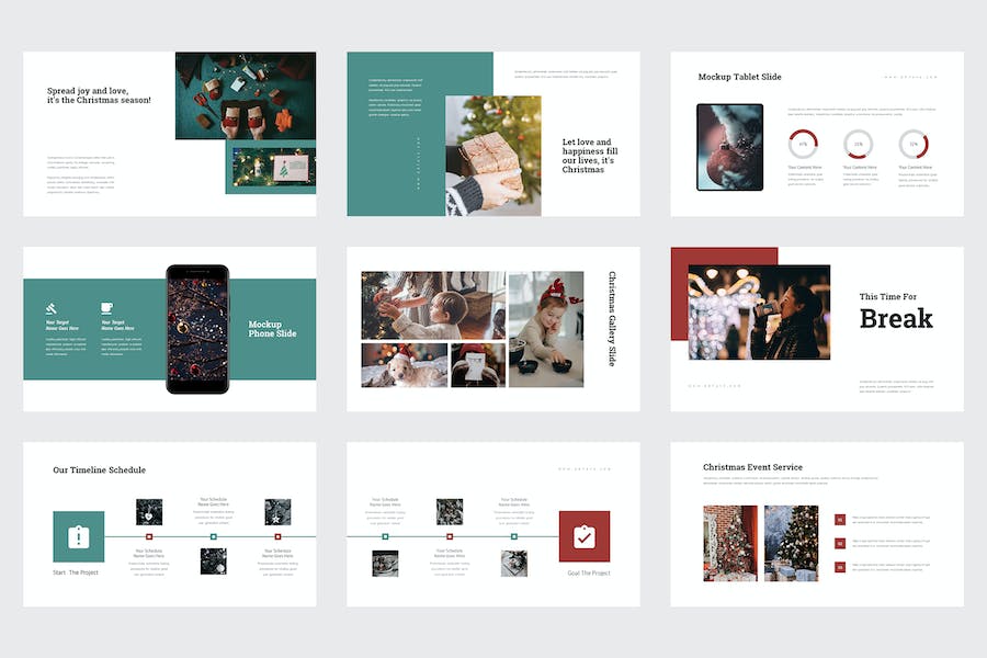 扁平化圣诞节PPT礼物派送圣诞快乐圣诞活动PPT模板 - 顶尖PPT