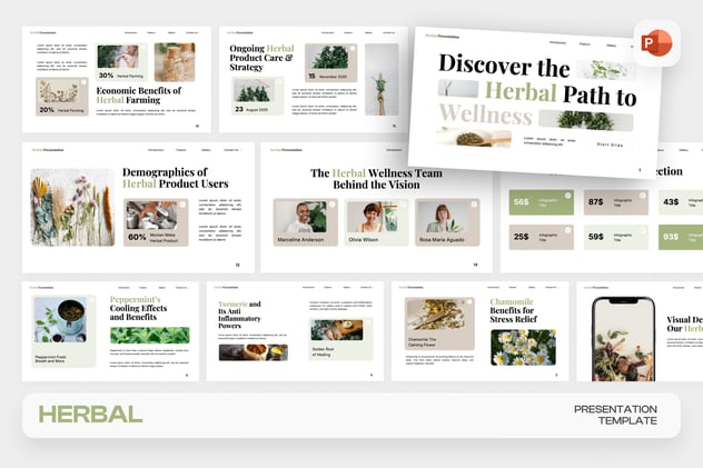 中草药健康养生保健PPT模板 - 顶尖PPT