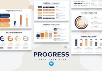 业务进度展示流程信息图形Keynote模板 - 顶尖PPT