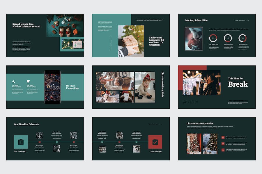 扁平化圣诞节PPT礼物派送圣诞快乐圣诞活动PPT模板 - 顶尖PPT