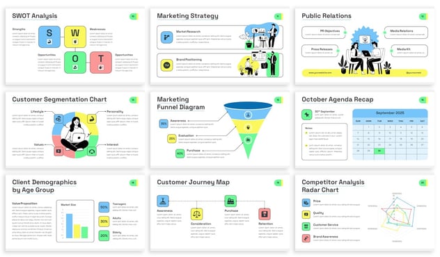 人物场景插画风格营销主题keynote模板 - 顶尖PPT