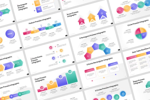 彩色步骤流程信息图形设计keynote模板 - 顶尖PPT