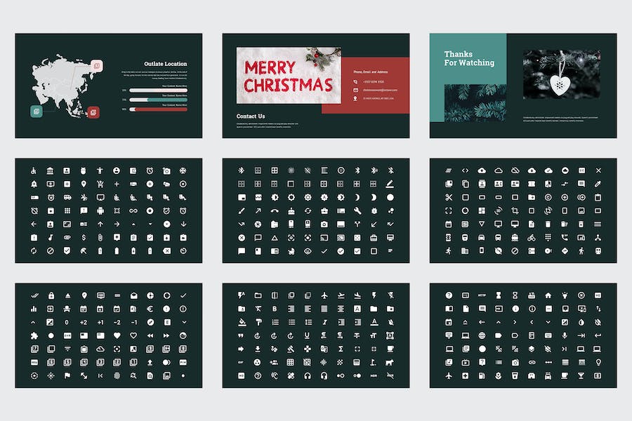 扁平化圣诞节PPT礼物派送圣诞快乐圣诞活动PPT模板 - 顶尖PPT