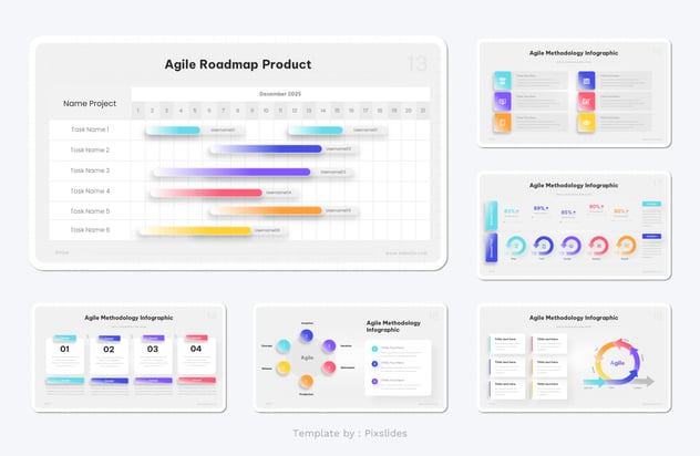 敏捷方法论信息图形keynote模板 - 顶尖PPT