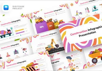 建筑行业人物机械施工插画keynote模板 - 顶尖PPT