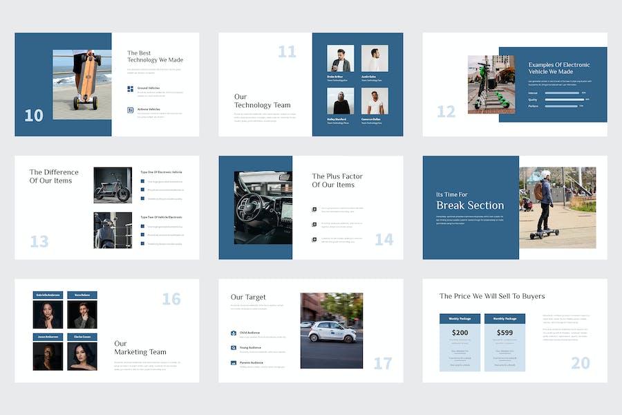扁平化极简风格新能源电动汽车公司团队介绍管理keynote模板 - 顶尖PPT