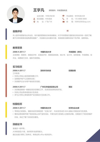 市场营销专员求职简历模板 - 顶尖PPT