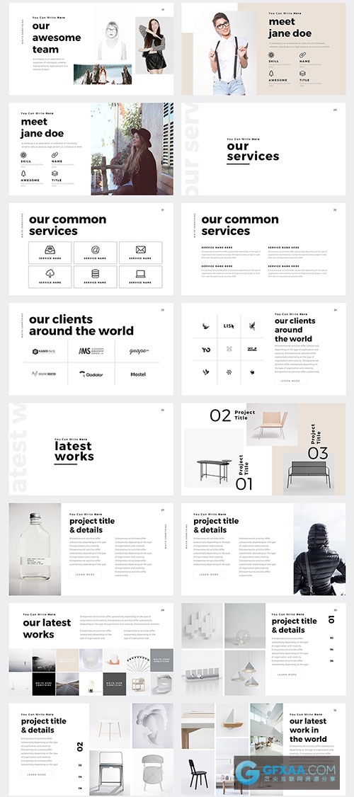 白底简约时尚风格PPT模板 - 顶尖PPT