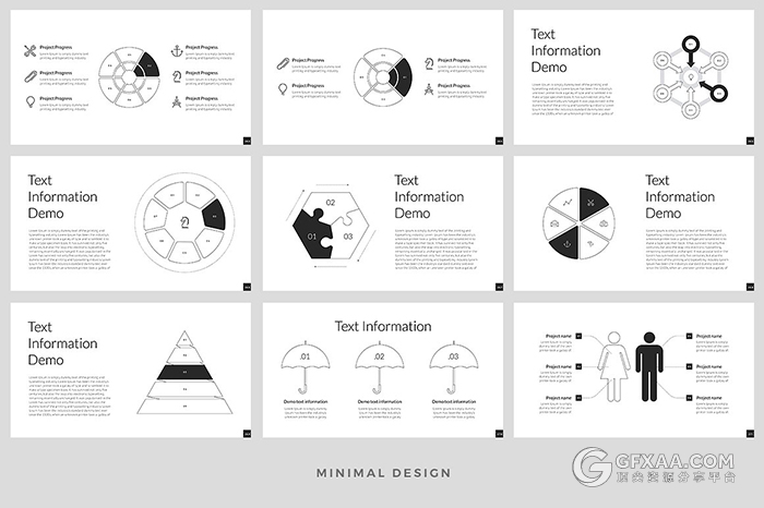 500多页简约黑白总结报告通用PPT模板 - 顶尖PPT