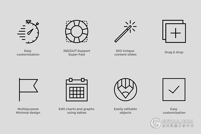 500多页简约黑白总结报告通用PPT模板 - 顶尖PPT