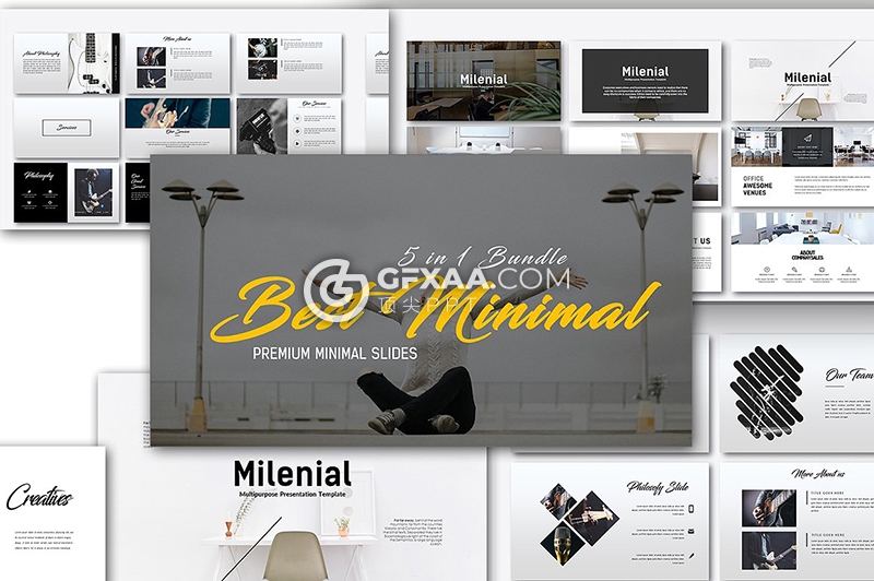 5套国外简约风格PPT模板合集 总页数200页 - 顶尖PPT