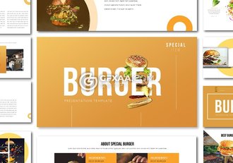 57页汉堡包西式餐饮介绍展示ppt模板 - 顶尖PPT