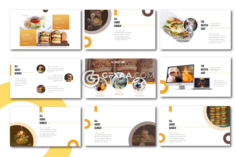 57页汉堡包西式餐饮介绍展示Google slides模板 - 顶尖PPT