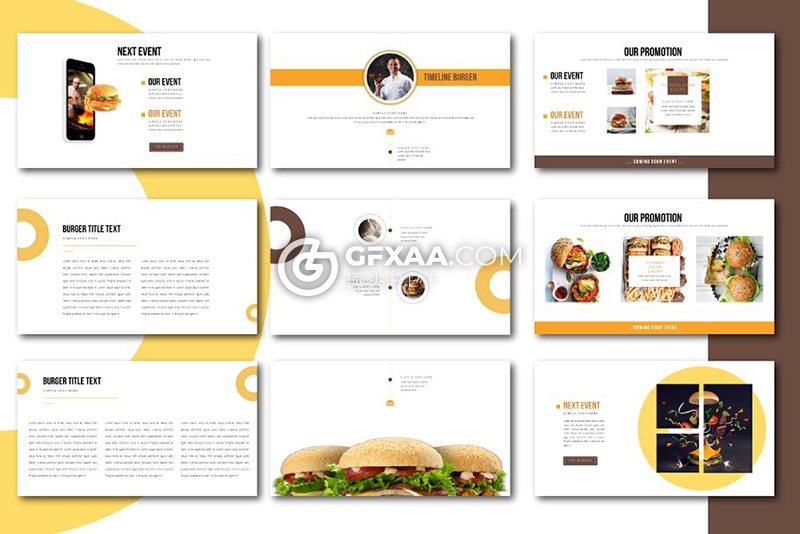 57页汉堡包西式餐饮介绍展示Google slides模板 - 顶尖PPT