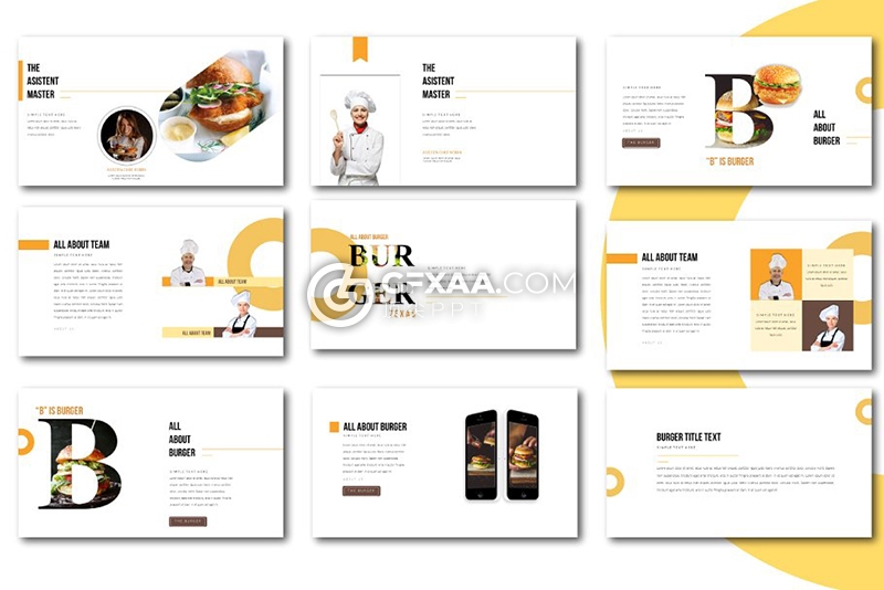 57页汉堡包西式餐饮介绍展示Google slides模板 - 顶尖PPT