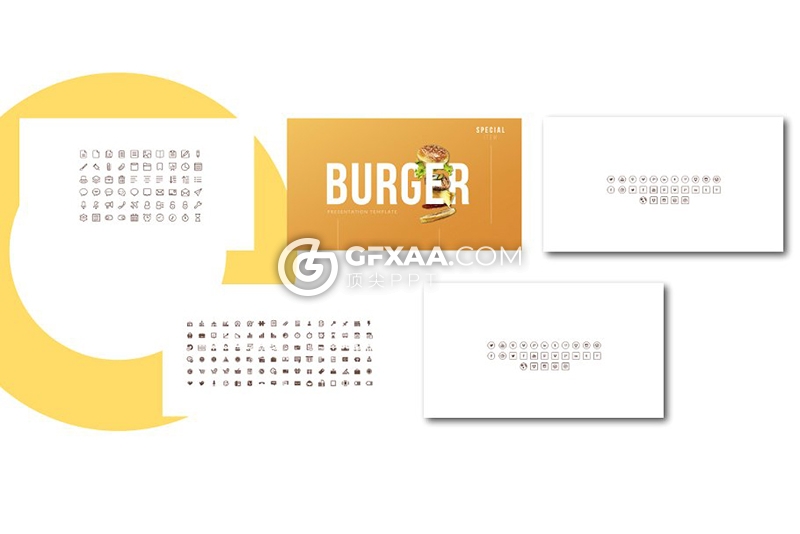 57页汉堡包西式餐饮介绍展示Google slides模板 - 顶尖PPT