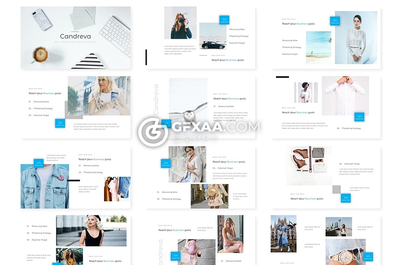 30页欧美扁平化商务风格Google slides模板 5种主题配色 - 顶尖PPT