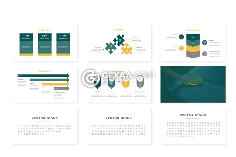 36页欧美扁平化工作汇报Google slides模板 - 顶尖PPT