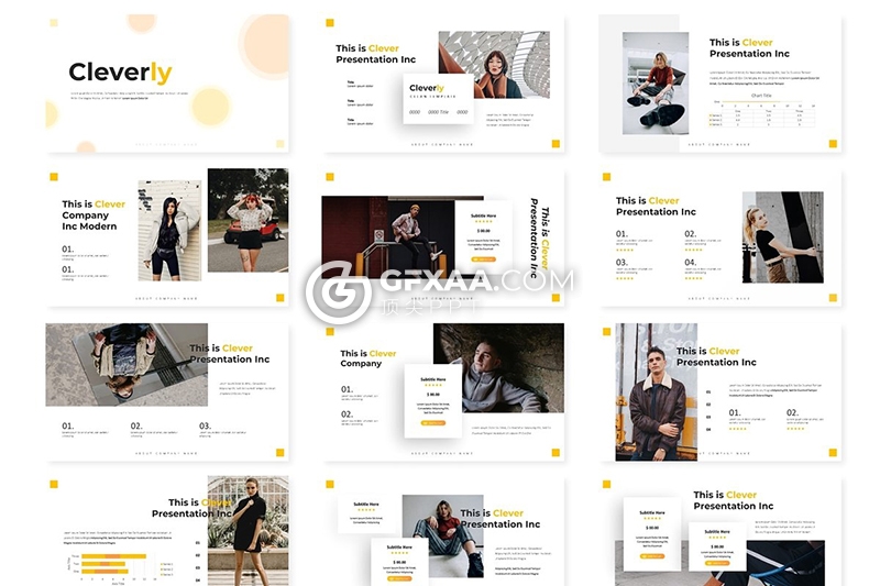 30页5种配色团队个人简历介绍Google slides模板 - 顶尖PPT