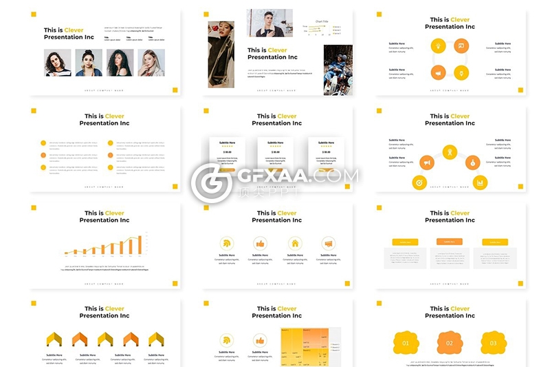 30页5种配色团队个人简历介绍Google slides模板 - 顶尖PPT