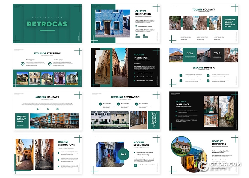 30页国外简约风格建筑设计建筑展示keynote模板5种配色 - 顶尖PPT