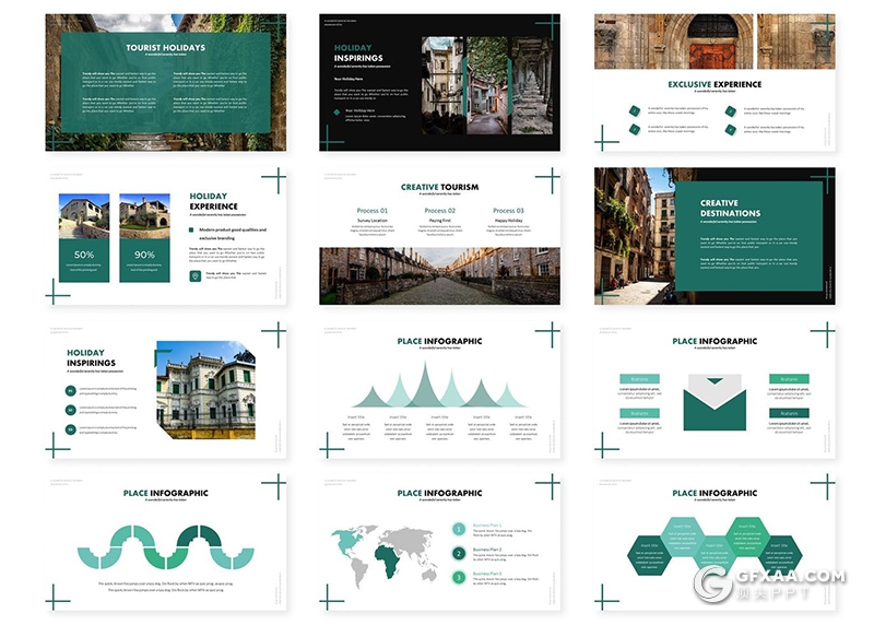 30页国外简约风格建筑设计建筑展示keynote模板5种配色 - 顶尖PPT