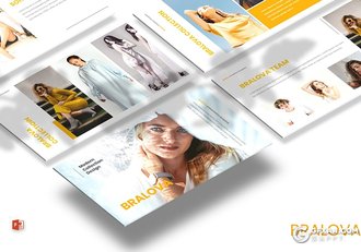 30页时尚简约风格模特个人写真PPT模板5种配色 - 顶尖PPT