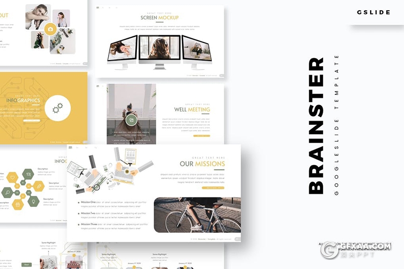 30页芯片互联网科技风格Google slides模板5种主题配色 - 顶尖PPT