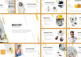 30页圆角矩形版式设计国外工作环境展示Google slides模板5种配色 - 顶尖PPT