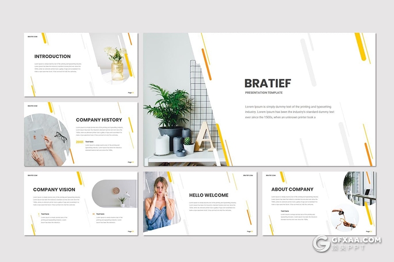 30页圆角矩形版式设计国外工作环境展示keynote模板5种配色 - 顶尖PPT