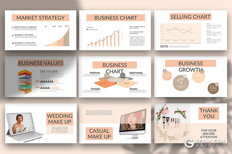 30页国外简约女性美妆行业keynote模板 - 顶尖PPT