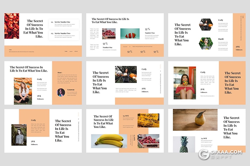 国外简约绿色食物餐饮美食PPT模板 - 顶尖PPT