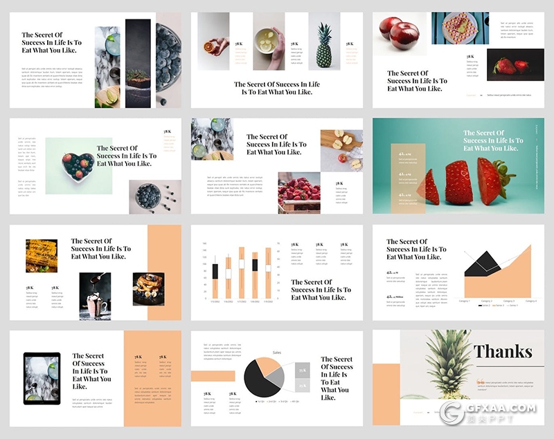 国外简约绿色食物餐饮美食PPT模板 - 顶尖PPT