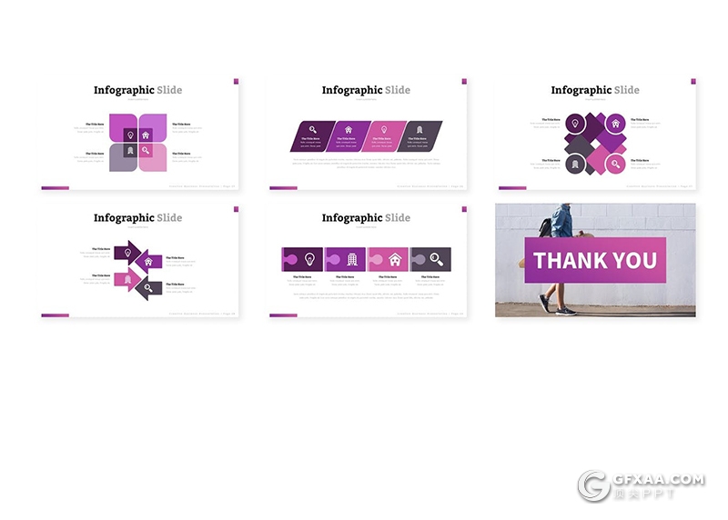 30页紫色渐变时尚流行服装展示Google slides模板5种配色 - 顶尖PPT