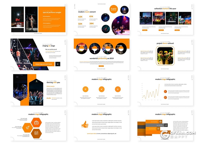 30页国外活动策划音乐演唱会PPT模板5种配色 - 顶尖PPT