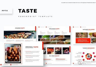 30页5种配色西式餐饮美食展示PPT模板 - 顶尖PPT