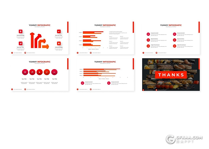 30页5种配色西式餐饮美食展示keynote模板 - 顶尖PPT