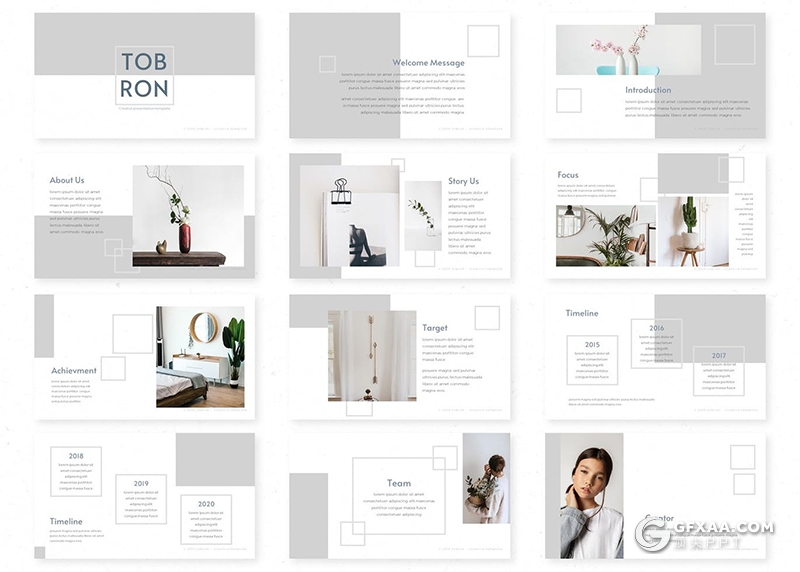 30页国外极简文艺小清新风格Google slides模板 - 顶尖PPT