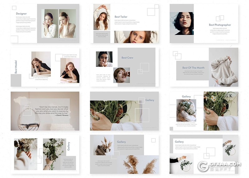 30页国外极简文艺小清新风格Google slides模板 - 顶尖PPT