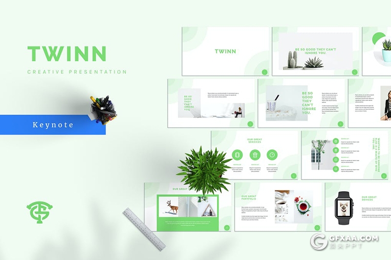 30页国外简约风格时尚文艺小清新风格keynote模板 - 顶尖PPT