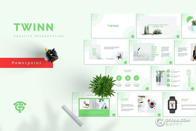 30页国外简约风格时尚文艺小清新风格PPT模板 - 顶尖PPT