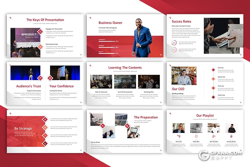 30页红色企业介绍团队展示项目会议keynote模板 - 顶尖PPT