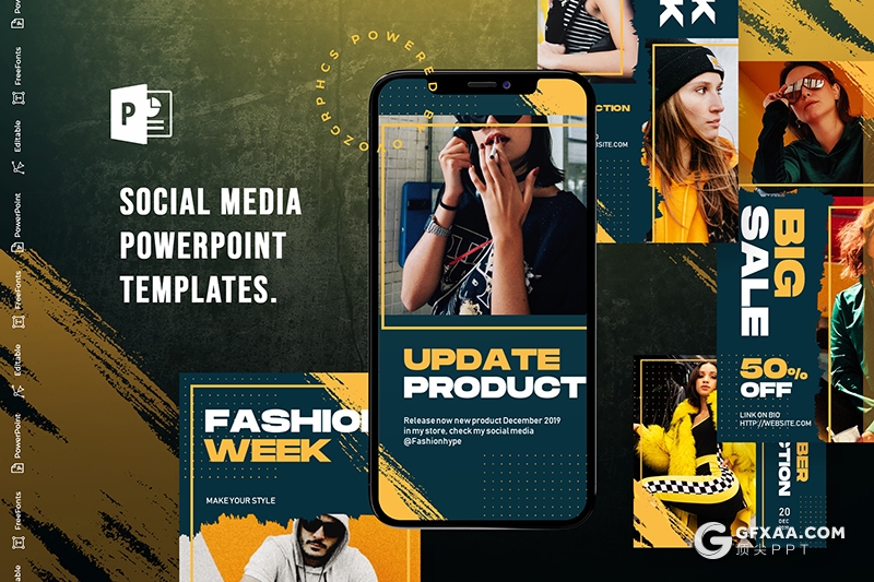 7套竖版潮流杂志风格手机端手机尺寸PPT模板 - 顶尖PPT