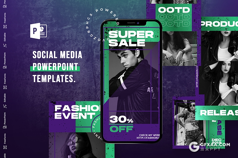 7套竖版潮流杂志风格手机端手机尺寸PPT模板 - 顶尖PPT