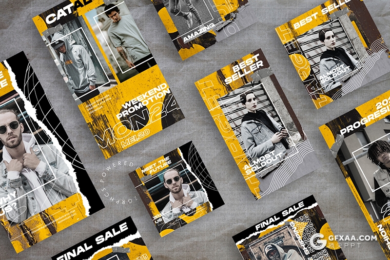 7套竖版潮流杂志风格手机端手机尺寸PPT模板 - 顶尖PPT