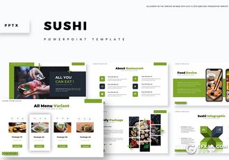 30页5种主题配色日本料理刺身三文鱼PPT模板 - 顶尖PPT