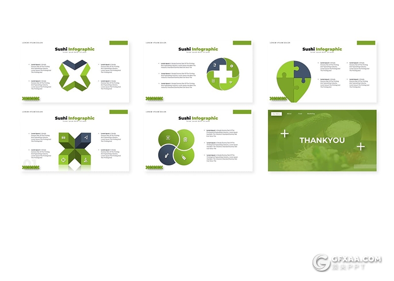 30页5种主题配色日本料理刺身三文鱼PPT模板 - 顶尖PPT